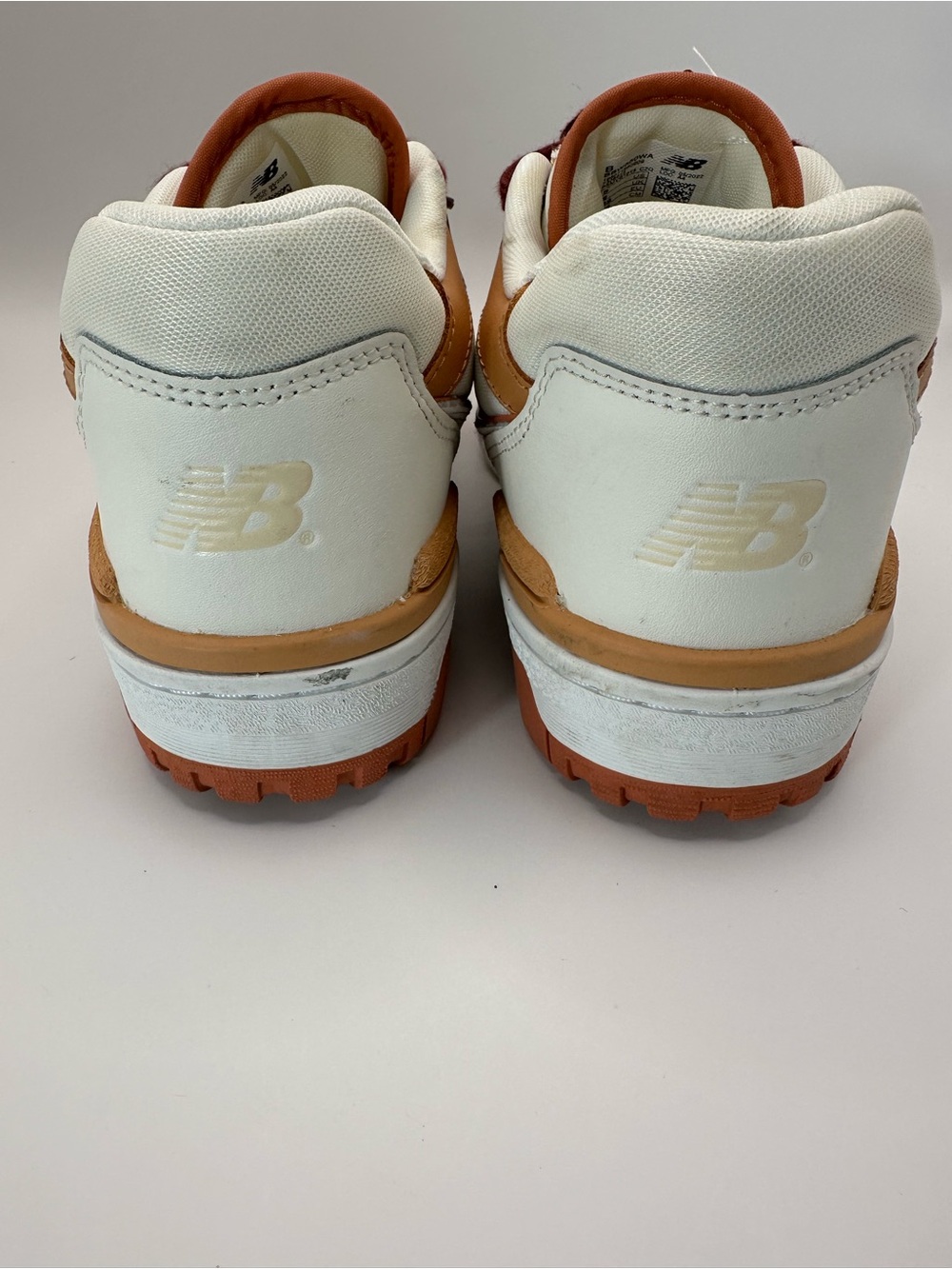 New Balance 550 White Tan & Burgundy Lace-Up Sneakers - Picture 5 of 9